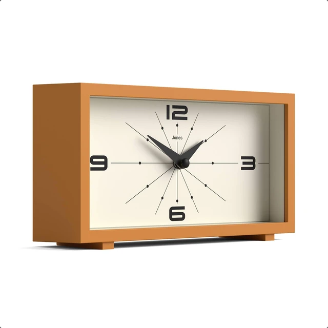 Alt view image 2 of 7 - Odeon Desk Clock | Modern Rectangular Design | Mustard Yellow | Stylish retro look for shelf, table, mantel or bedside