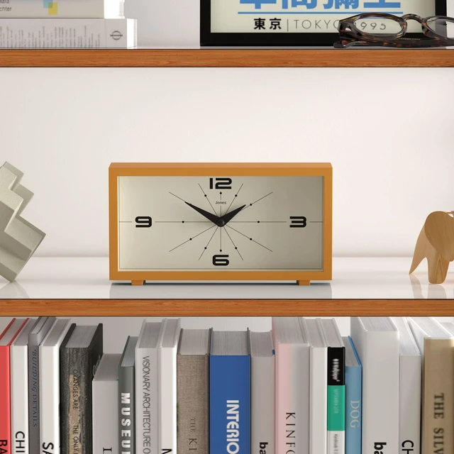 Alt view image 3 of 7 - Odeon Desk Clock | Modern Rectangular Design | Mustard Yellow | Stylish retro look for shelf, table, mantel or bedside