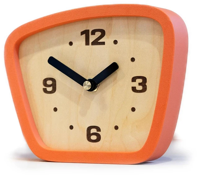 Main image of Handcrafted Mid-Century Modern Desk Clock Silent Movement Clock for Desk, Table & Mantel, No-Ticking Analog MCM Decor | Handcrafted in USA (Sedona, Classic)