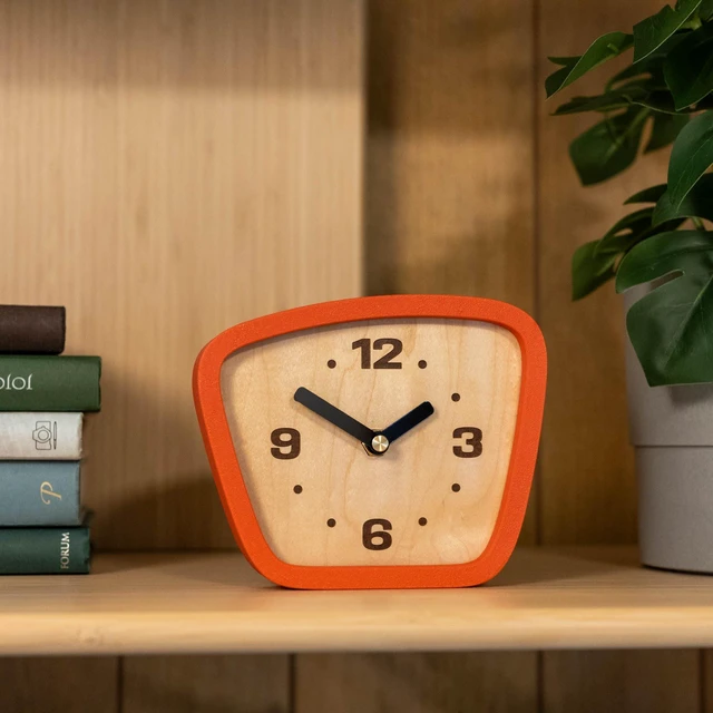 Alt view image 2 of 7 - Handcrafted Mid-Century Modern Desk Clock Silent Movement Clock for Desk, Table & Mantel, No-Ticking Analog MCM Decor | Handcrafted in USA (Sedona, Classic)