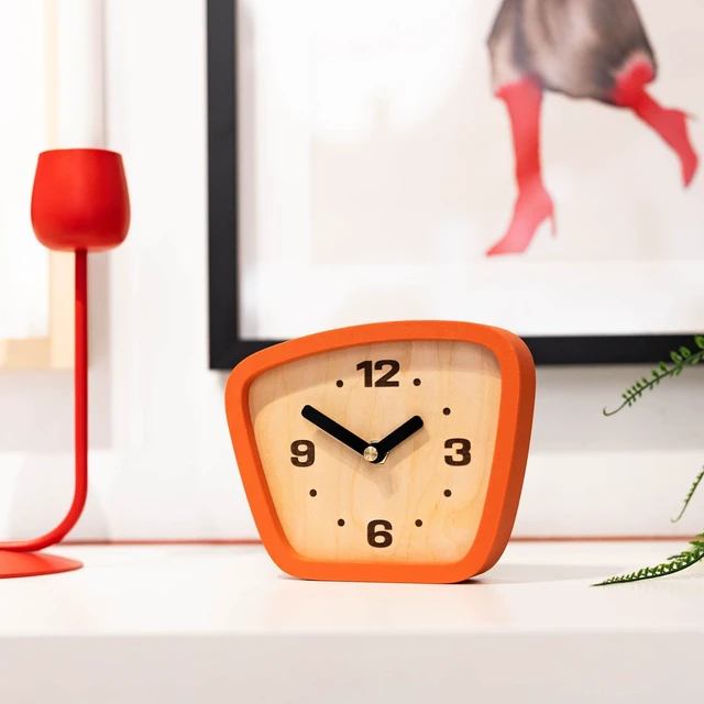 Alt view image 3 of 7 - Handcrafted Mid-Century Modern Desk Clock Silent Movement Clock for Desk, Table & Mantel, No-Ticking Analog MCM Decor | Handcrafted in USA (Sedona, Classic)