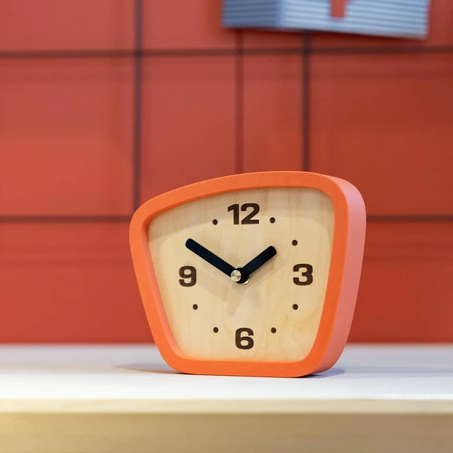 Alt view image 6 of 7 - Handcrafted Mid-Century Modern Desk Clock Silent Movement Clock for Desk, Table & Mantel, No-Ticking Analog MCM Decor | Handcrafted in USA (Sedona, Classic)