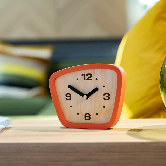Alt view image 7 of 7 - Handcrafted Mid-Century Modern Desk Clock Silent Movement Clock for Desk, Table & Mantel, No-Ticking Analog MCM Decor | Handcrafted in USA (Sedona, Classic)