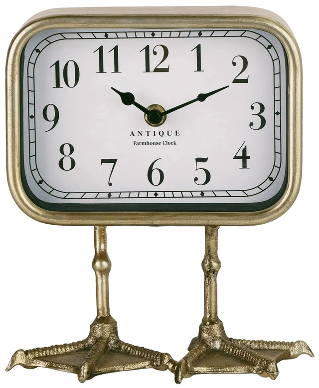 Main image of Vintage Table Top Clock, Cute Duck Paw Silent Shelf Desk Clock Battery Operated, Home Decor for Living Room, Mantel, Bedroom, Bedside - Gold