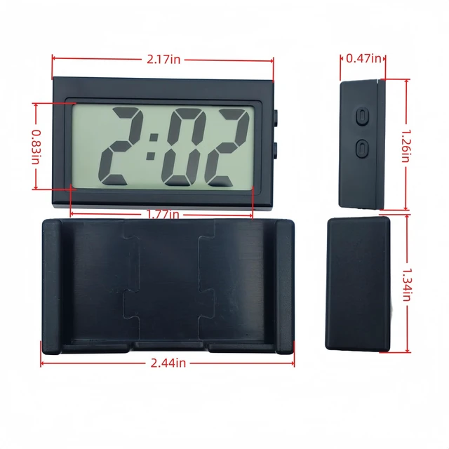 Alt view image 2 of 4 - Small Digital ClockPortable Travel ClockClassroom Bedroom Bathroom Glass Car Motorcycle Dashboard Mini Clock Battery Operated Self Adhesive (1, Black)