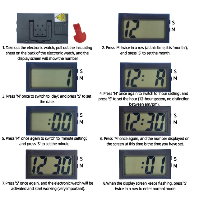Alt view image 4 of 4 - Small Digital ClockPortable Travel ClockClassroom Bedroom Bathroom Glass Car Motorcycle Dashboard Mini Clock Battery Operated Self Adhesive (1, Black)
