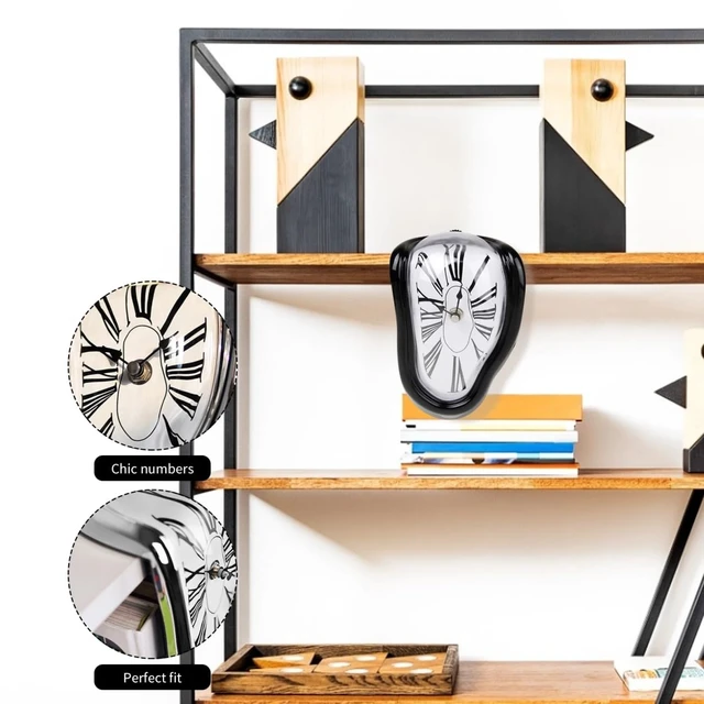 Alt view image 3 of 6 - Dali Watch - Melting Clock Surrealistic Table Shelf Desk Fashion Melted Salvador Dali Distorted Home Decoration (Black)