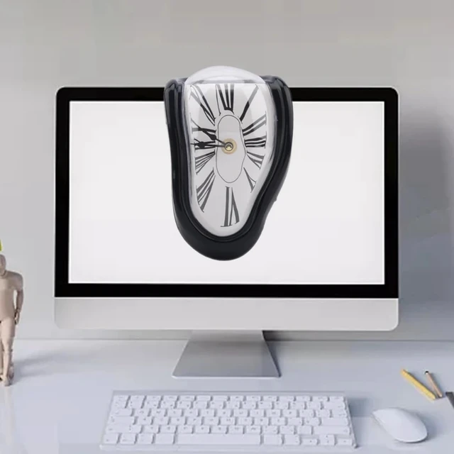 Alt view image 5 of 6 - Dali Watch - Melting Clock Surrealistic Table Shelf Desk Fashion Melted Salvador Dali Distorted Home Decoration (Black)