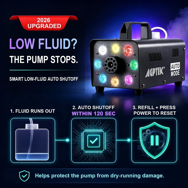Alt view image 3 of 7 - 500W RGB LED Smoke Machine, Low Fluid Auto Shutoff | Upgraded Auto Mode, Wireless Remote, 2000CFM, RGB LED Lights, for Halloween Christmas Wedding Party DJ Stage, Portable