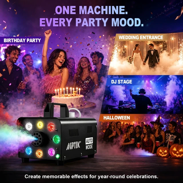 Alt view image 7 of 7 - 500W RGB LED Smoke Machine, Low Fluid Auto Shutoff | Upgraded Auto Mode, Wireless Remote, 2000CFM, RGB LED Lights, for Halloween Christmas Wedding Party DJ Stage, Portable