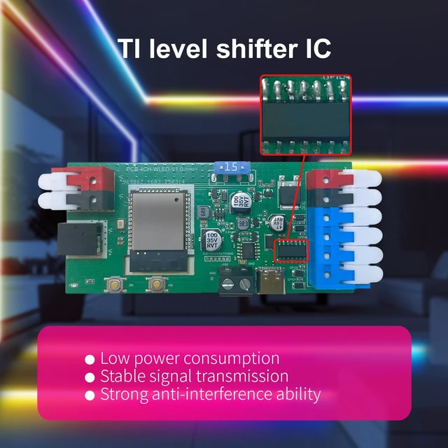 Alt view image 5 of 7 - ESP32 WLED LED Strip Light Controller 4 Channel Output 15A Fuse Link Level Shifter UART Download DIY Dynamic Lighting Mode APP Voice Control for Digital WS2811 WS2812 WS2815 SK6812 RGB IC String