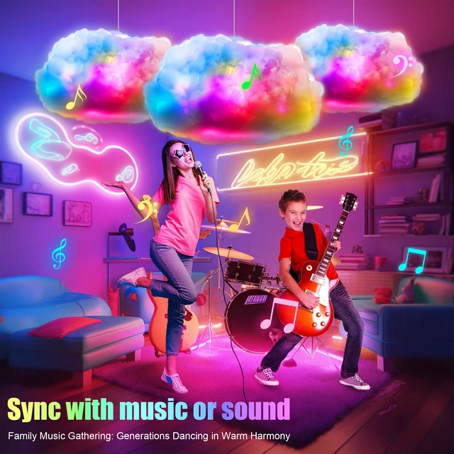 Alt view image 4 of 7 - LED Cloud Light, RGB Cloud Lamp with IC Remote & APP Control | Cool Lights Sync Music Color Changing Led Lights for Bedroom Ceiling Adults and Kids Modern Home & Room Decor