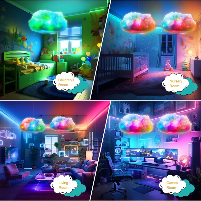 Alt view image 6 of 7 - LED Cloud Light, RGB Cloud Lamp with IC Remote & APP Control | Cool Lights Sync Music Color Changing Led Lights for Bedroom Ceiling Adults and Kids Modern Home & Room Decor
