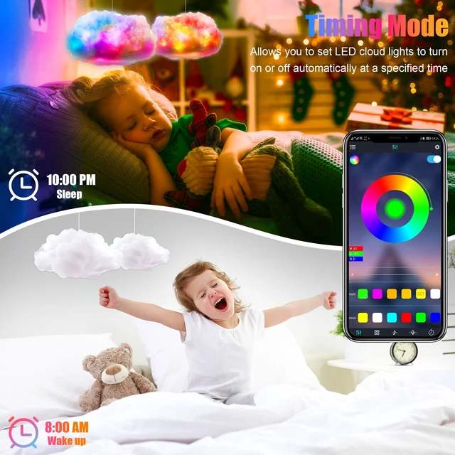 Alt view image 5 of 7 - LED Cloud Light, RGB Cloud Lamp with IC Remote & APP Control | Cool Lights Sync Music Color Changing Led Lights for Bedroom Ceiling Adults and Kids Modern Home & Room Decor