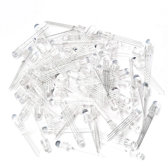 Alt view image 7 of 7 - 100 pcs 5mm RGB Multicolor LED Diode Lights Common Cathode | (Clear Round Transparent 3 Color) 4 pin Bright Lighting Bulb Lamps Electronics Components Indicator Light Emitting Diodes