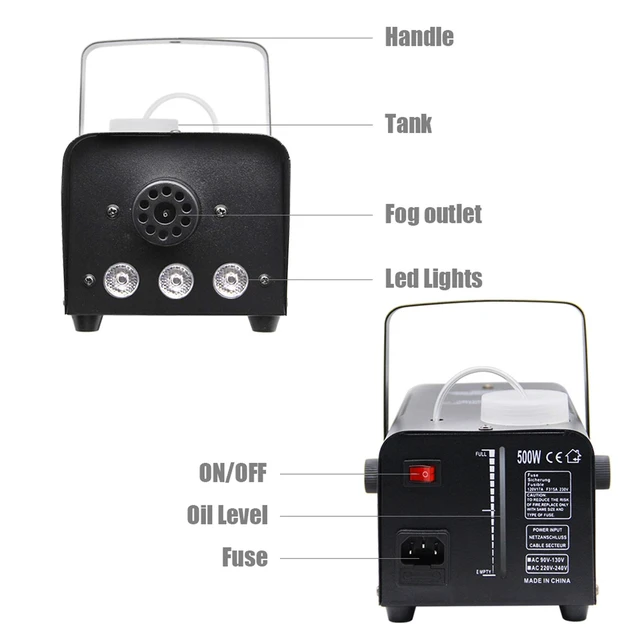 Alt view image 3 of 7 - Fog Machine with Lights, Wireless Remote Control, Smoke Machine with 7 Colors Lights for Stage Party Effect, Halloween Wedding Special Event