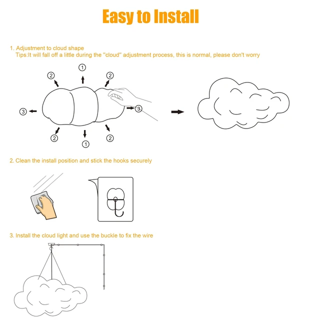 Alt view image 7 of 7 - LED Cloud Light, RGB Cloud Lamp with IC Remote & APP Control | Cool Lights Sync Music Color Changing Led Lights for Bedroom Ceiling Adults and Kids Modern Home & Room Decor
