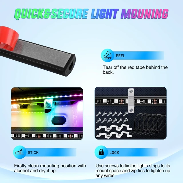Alt view image 4 of 7 - Truck Bed Light Strip RGB-IC LED Bar 3PCS 60 inch Cargo Lighting | for Pickup Multi Dream Color DIY Music Synchronous with APP and RF Remote Control