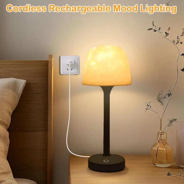 Alt view image 7 of 7 - Cordless Shower Lamp,Bedside Lamp,Touch Ocean Wave Projector Light,3 Way Color Temperature,16 Color Changing Light,Dimmable,Rechargeable Aurora Night Lights for Bedroom Bathroom, Waterproof