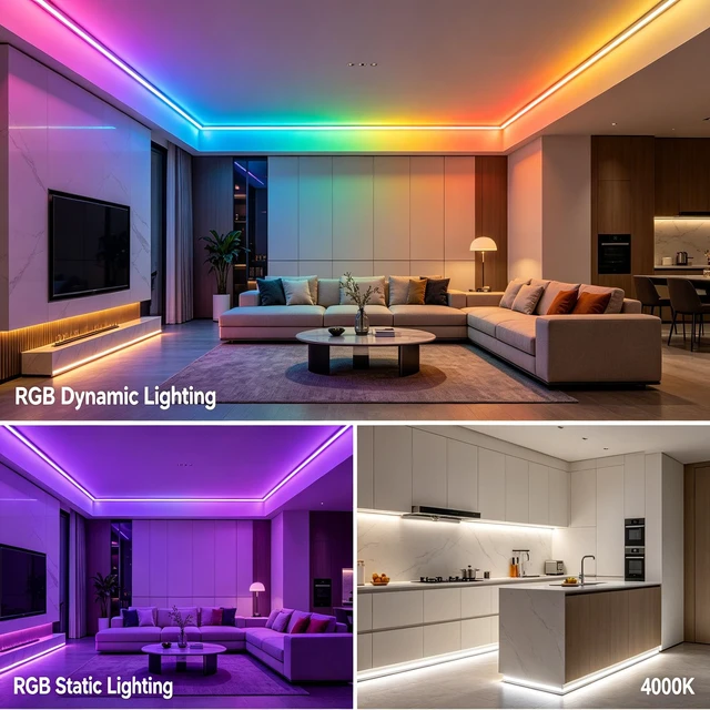 Alt view image 2 of 7 - RGBW IC COB LED Strip Natural White 4000K 16.4FT 24V 480LEDs/M IP20 | WS2811 IC Addressable Music-Sync Dimmable Color Changing Multicolor RGB+NW LED Tape Kit for Bedroom Gaming Room Party Lights