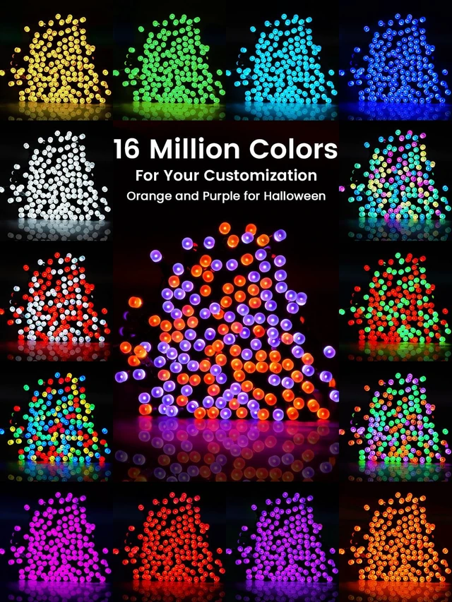 Alt view image 2 of 7 - Smart Color Changing Halloween Lights String 112FT 300 LED APP and Remote | Orange Purple Green, Custom Timer Settings, Music Sync, Multiple colors and modes, Group Control, Waterproof Outdoor Indoor