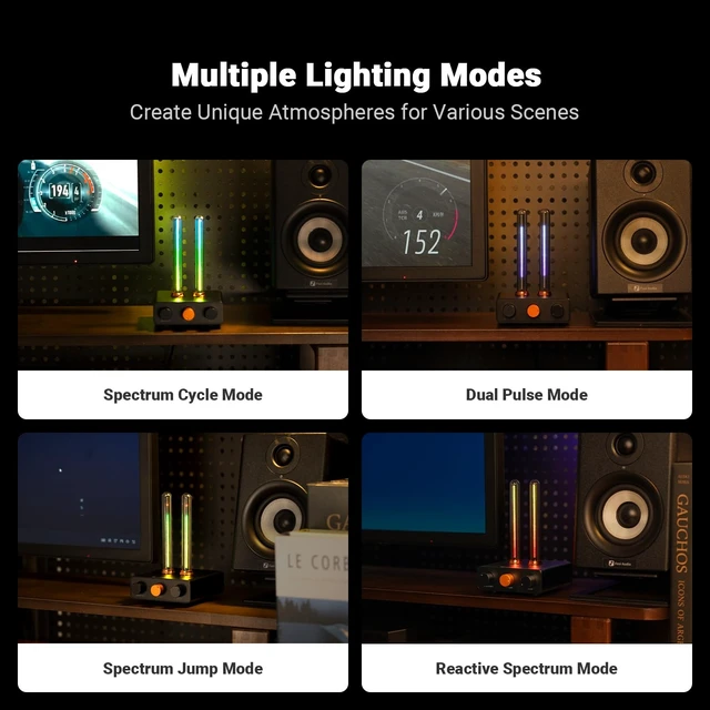 Alt view image 3 of 7 - Music Visualizer, Sound Pickup Spectrum Analyzer, Vintage Tube RGB Ambient Light, Microphone Voice Picking Volume Display Meter for Home Stereo System Desktop, with Sensitivity Adjustment