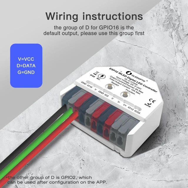 Alt view image 7 of 7 - ESP32 Mini WLED LED Controller with Microphone DIY Music Dynamic Modes DC 5~24V Work with Addressable Digital RGB IC WS2811 WS2812 SK6812 TM1814 WS2813 WS2815 Strip Light Easy Wiring