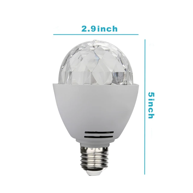 Alt view image 7 of 7 - 3W E26 LED Rotating Disco Ball Bulb, Remote Controlled Strobe Light | Party Stage, Sound Activated