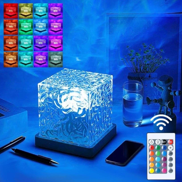 Alt view image 2 of 7 - Cube Ocean Wave Projector, 16 Colors Northern Lights, Rechargeable | Remote, Touch Control, Timer, 3D Flame Water Ripple, Night Light, for Bedroom, Meditation, Yoga, Gift for Teenage Girls