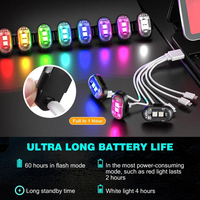 Alt view image 3 of 7 - 12PCS Wireless Strobe Lights, Rechargeable RGB LED Lights w/Remote Control | Create Dynamic Lighting Effects for Personalized Style, Easy Setup for Cars, Motorcycles, Trucks, Camping & Outdoor Events