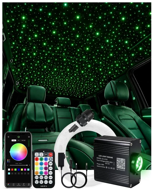 Main image of Small Size 16W Twinkle Starlight Headliner Kit - 150pcs*6.5ft/2m | 150pcs Optical Fibers+Music Activated+Remote and APP Control Fiber Optic Star Ceiling Lights for Sedan/Van/Truck Car/Home