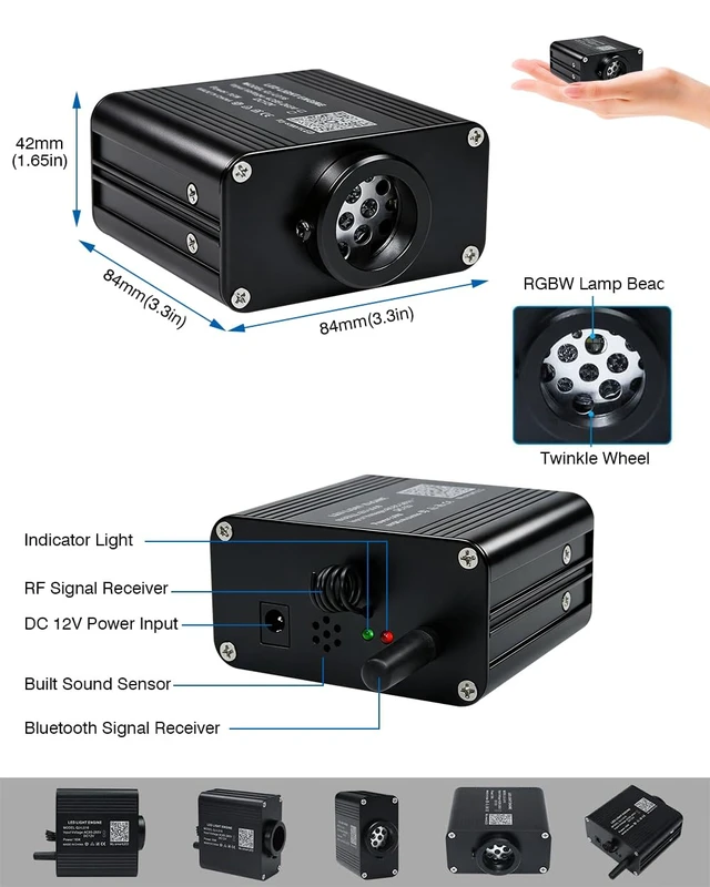 Alt view image 7 of 7 - Small Size 16W Twinkle Starlight Headliner Kit - 150pcs*6.5ft/2m | 150pcs Optical Fibers+Music Activated+Remote and APP Control Fiber Optic Star Ceiling Lights for Sedan/Van/Truck Car/Home