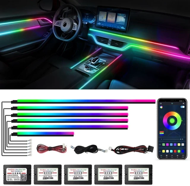 Main image of Dreamcolor Acrylic Interior Car Lights, Car Accessories 6 in 1 Car LED Strip Lights with APP Control and 213 Modes, 175 inches 593 LEDs Fiber Optic Lights, RGB Neon Light Kits