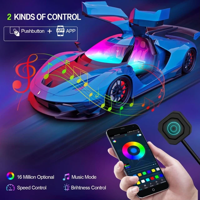 Alt view image 4 of 6 - Dreamcolor Acrylic Interior Car Lights, Car Accessories 6 in 1 Car LED Strip Lights with APP Control and 213 Modes, 175 inches 593 LEDs Fiber Optic Lights, RGB Neon Light Kits