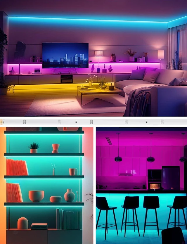 Alt view image 3 of 6 - Smart Color Changing LED Strip Lights, 100FT Double Row 720 LEDs, Music Sync Ambient Lighting with App Voice Remote, Flexible Strips for Bedroom Aesthetic, Kitchen & Party Home Decoration