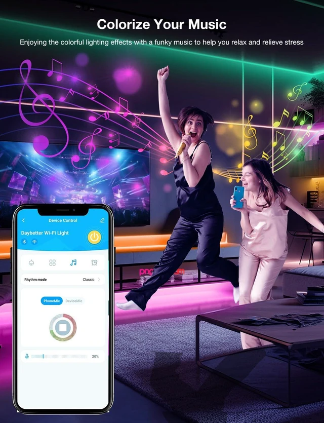 Alt view image 6 of 6 - Smart Color Changing LED Strip Lights, 100FT Double Row 720 LEDs, Music Sync Ambient Lighting with App Voice Remote, Flexible Strips for Bedroom Aesthetic, Kitchen & Party Home Decoration
