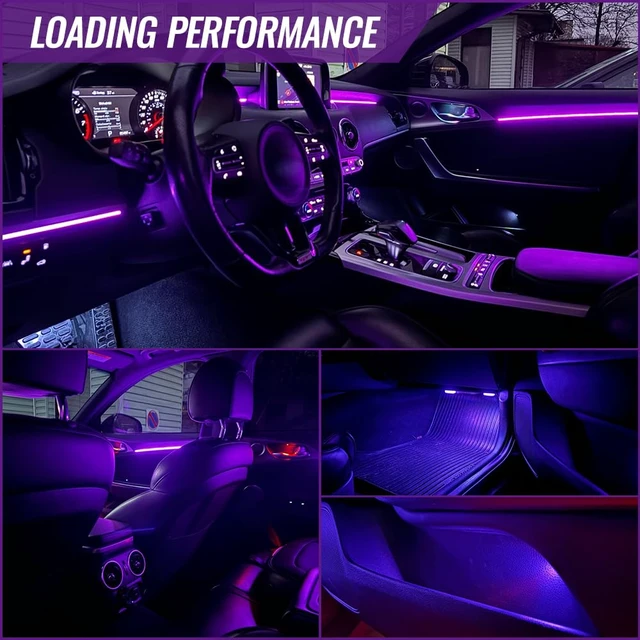 Alt view image 7 of 7 - Lighting Car Led Lights Interior with APP, USB Powered Acrylic Neon Flexible Strip Fiber Optic LED Ambient Lighting kit,4 in 1 Car Center Console Dashboard RGB Sound Active Music Lights Sync