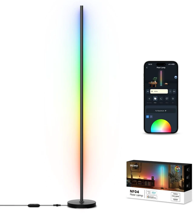 Main image of NF04 RGB IC W Smart Floor Lamp, 1000lm LED Corner Light | Compatible with Google Assistant Alexa, APP/AI Design/Music Sync/16M Colors, Living Room Bedroom Home Decor Ambient Lighting
