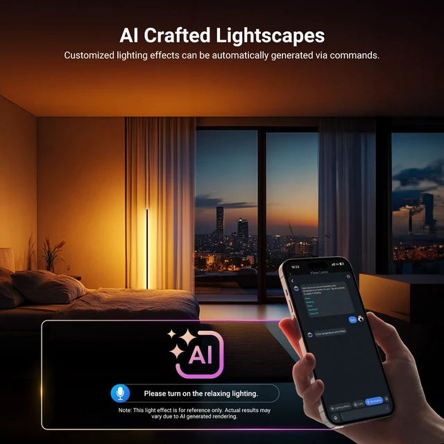 Alt view image 4 of 7 - NF04 RGB IC W Smart Floor Lamp, 1000lm LED Corner Light | Compatible with Google Assistant Alexa, APP/AI Design/Music Sync/16M Colors, Living Room Bedroom Home Decor Ambient Lighting