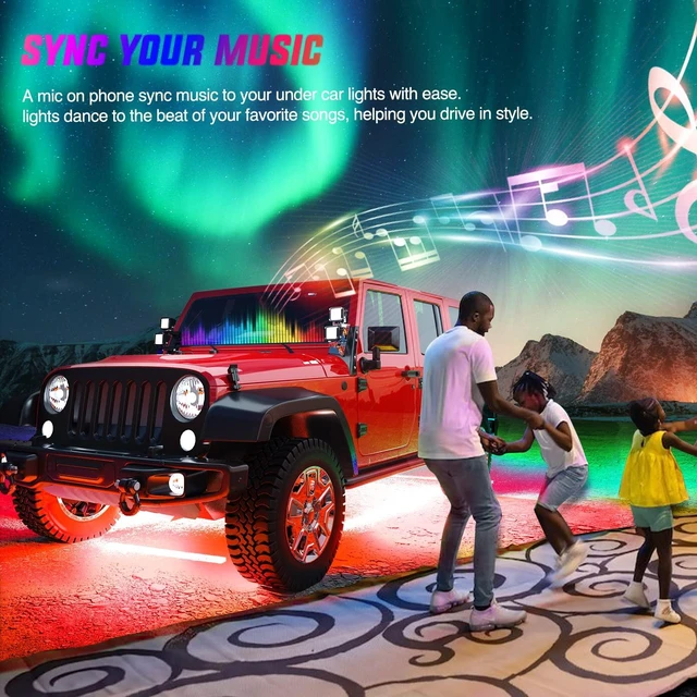 Alt view image 7 of 7 - 6PCS RGB LED Underglow Lights Strip with APP & Remote Control | 300 LEDs RGB Multi Color Neon Accent DIY Sound Active Function Music Mode Underbody Light Strips for Van SUV Truck