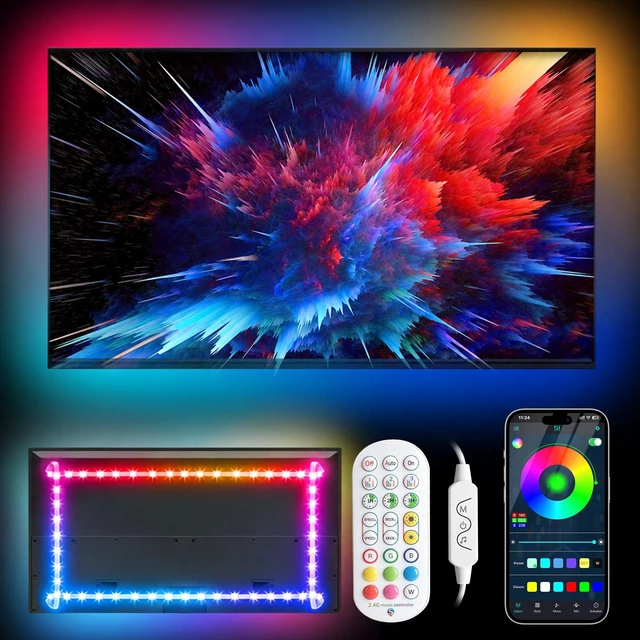 Main image of TV Led Backlight,13.1ft ICRGB LED Lights for TV USB Light Strip for 40-65 inch Monitor Behind Lighting, Rainbow Color TV Lights Music Sync Bluetooth APP Control with Remote