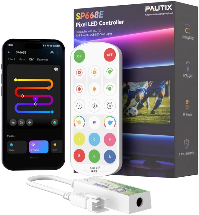 Main image of Bluetooth Music Pixel Smart LED Controller SP668E,for WS2811 WS2812 SM16703 Addressable Dream Color LED Strip Pixels Light DC5V-24V APP/RF Remote Control(NOT for RGB LED Strip without Smart IC)