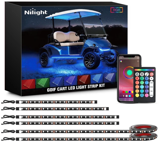 Main image of 6PCS Golf Cart RGB LED Underglow Light Strips Kit APP & Remote | Multi-Mode Neon Accent Lighting Lamp Sound Active Music Sync IP67 Waterproof 12V-66V Input for EZGO Yamaha Club Car