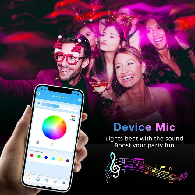 Alt view image 3 of 7 - 130ft Bluetooth LED Strip Lights, RGB Color Changing, Music Sync, App Control, Indoor Usage, 5050 SMD, 2 Rolls, for Bedroom Kitchen TV Party (APP+Remote +Mic)