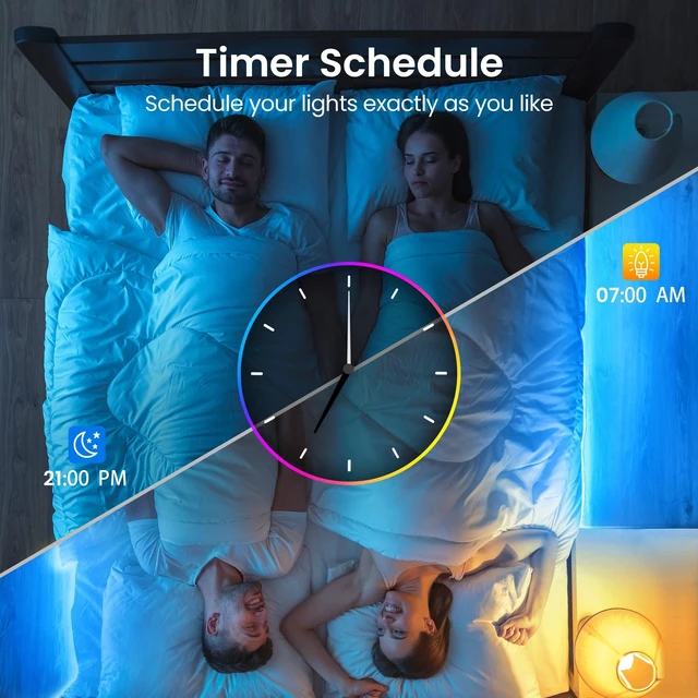 Alt view image 6 of 7 - 130ft Bluetooth LED Strip Lights, RGB Color Changing, Music Sync, App Control, Indoor Usage, 5050 SMD, 2 Rolls, for Bedroom Kitchen TV Party (APP+Remote +Mic)