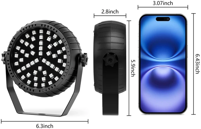 Alt view image 5 of 7 - Strobe Lights Halloween, Mini Strobe Light for Parties 1Pack | Sound Activated | Remote Control | 54 RGB LED Flash Light for DJ Stage Wedding Club | Adjustable Speed | Plug-In | Full Color