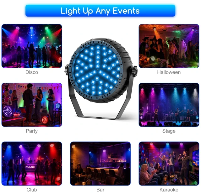 Alt view image 6 of 7 - Strobe Lights Halloween, Mini Strobe Light for Parties 1Pack | Sound Activated | Remote Control | 54 RGB LED Flash Light for DJ Stage Wedding Club | Adjustable Speed | Plug-In | Full Color