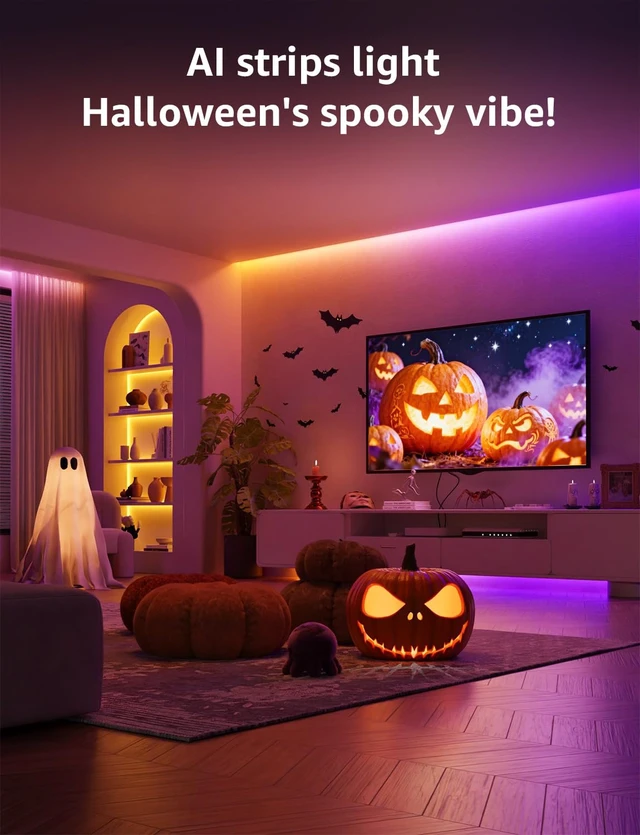 Alt view image 2 of 7 - S1 AI Smart LED Strip Lights with IC 16.4FT 2.4G WiFi Bluetooth | AI lighting designer,Rainbow chasing effects,Color segment DIY,Music sync,High density LEDs,Holiday Decor,Bedroom,Room,Gaming