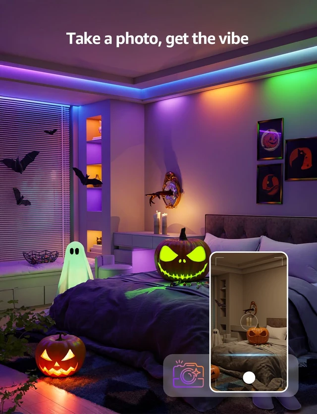 Alt view image 4 of 7 - S1 AI Smart LED Strip Lights with IC 16.4FT 2.4G WiFi Bluetooth | AI lighting designer,Rainbow chasing effects,Color segment DIY,Music sync,High density LEDs,Holiday Decor,Bedroom,Room,Gaming