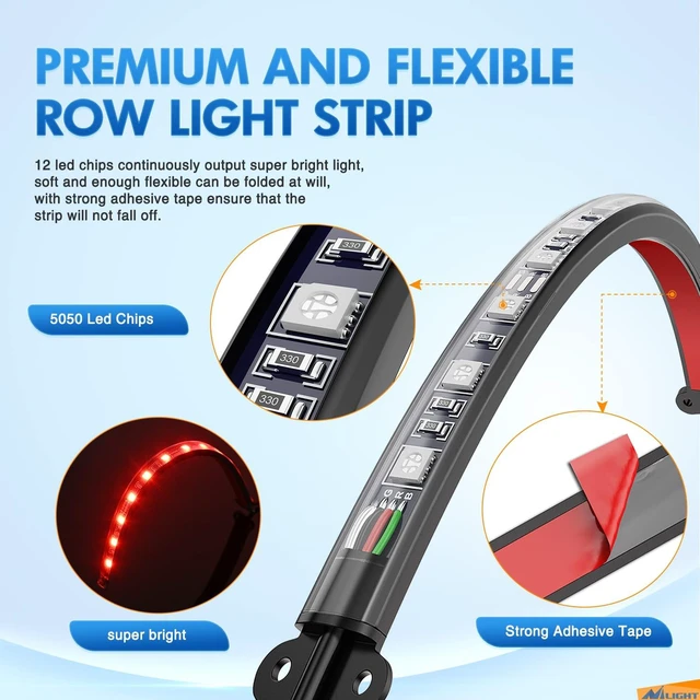 Alt view image 4 of 7 - 4PCS USB Car Interior Neon Accent Lights RGB App and Button Control | 5V DC Multi Color Music LED Strips Under Dash Lighting Kit with Sound Active Function
